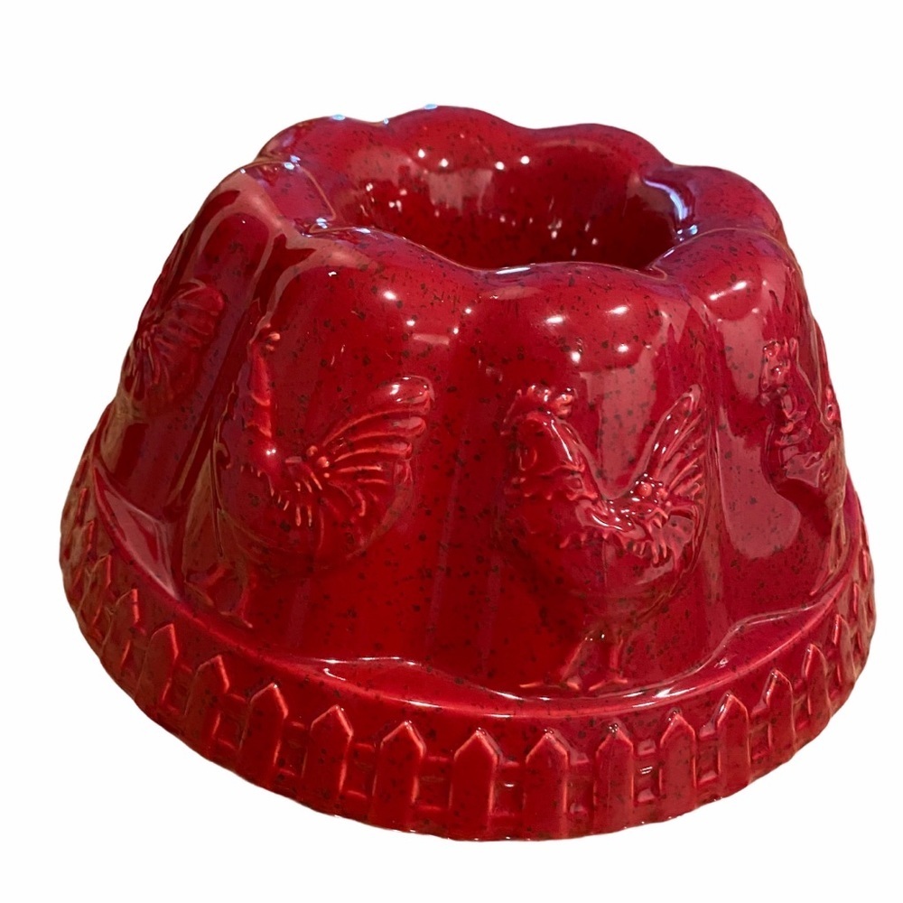 Paula Deen Farmhouse Red Rooster Stoneware Bundt